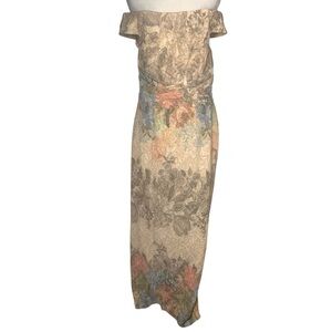 Adrianna Papell Floral Off-Shoulder Maxi Dress